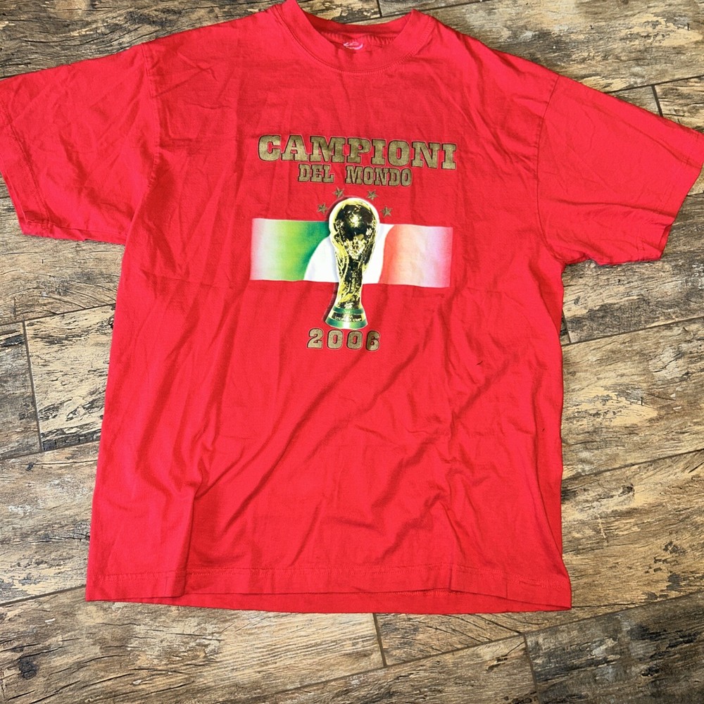 ITALIA WORLD CUP 2006 Vintage T Shirt Italy Campioni Del Mondo Red Medium