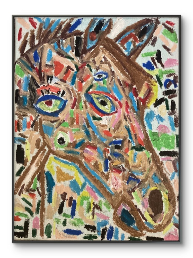 Basquiat Style Graffiti Abstract Horse Western Art Original 11 by 14 on Canvas-image