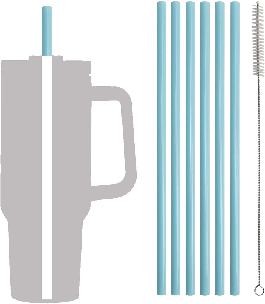 Straws for 40Oz Travel Tumbler,6 Pack Reusable Silicone Straws with Cleaning Bru