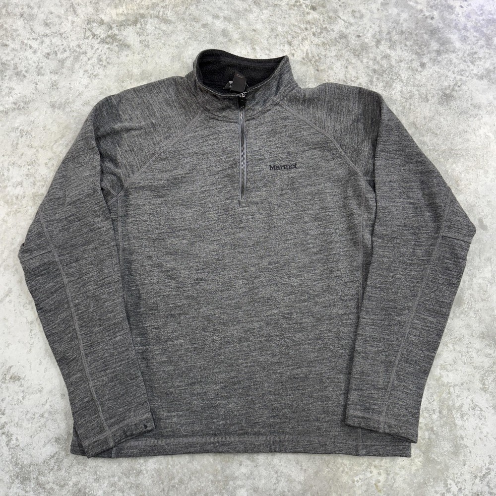 Marmot Pullover Mens Large Gray Half Zip Fleece Sweater Outdoor Athletic