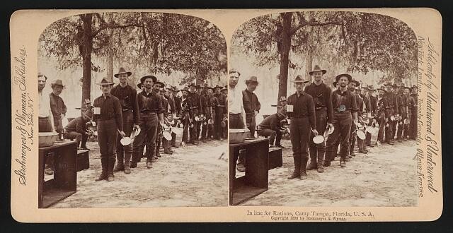 Photo:Camp Tampa Florida 1898 Rations Line Soldiers Spanish-American War