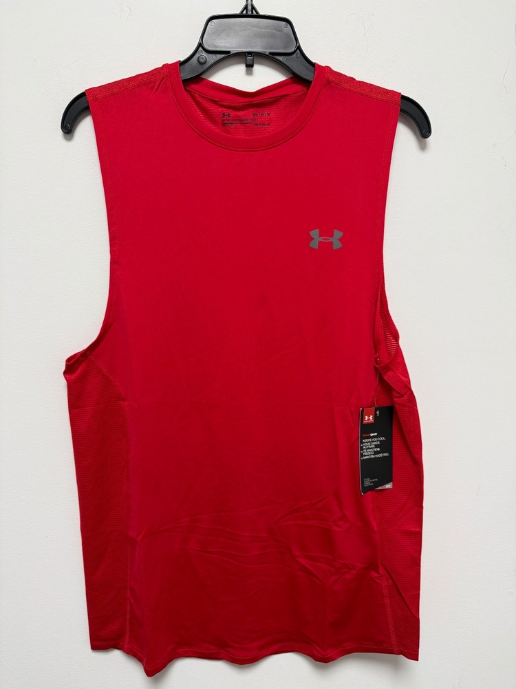 Under Armour Heat Gear Men's Sleeveless Red Loose Fit Tank Top Size Medium