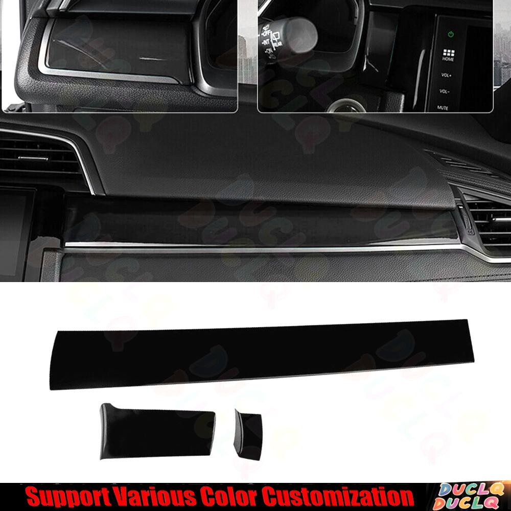 For Honda Civic 10th 2016-2021 Bright Black Center Console Dashboard Panel Strip