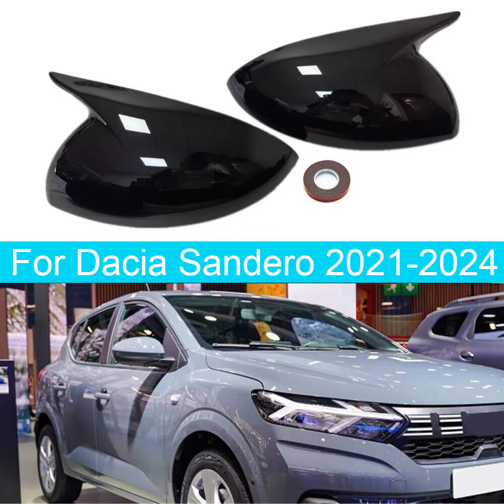 For Dacia Sandero 2021-2024 2x Rearview Side Mirror Cover Wing Cap Trim Add on