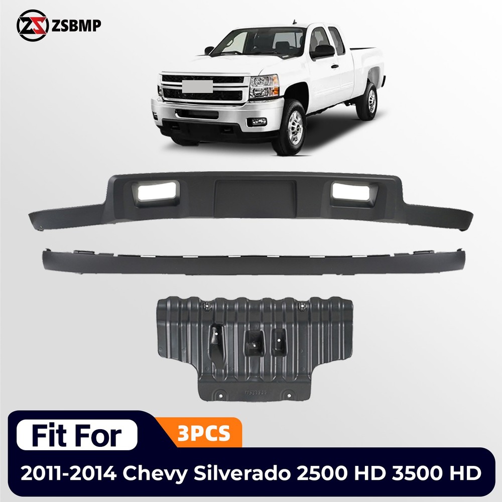 Front Lower Bumper Cover Valance Kit For 2011-2014 Chevy Silverado 2500HD 3500HD