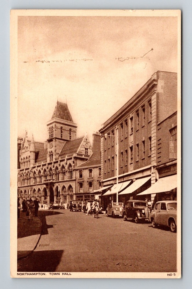 England- Northampton Town Hall Standard Old View PC Postal Card Vintage Postcard