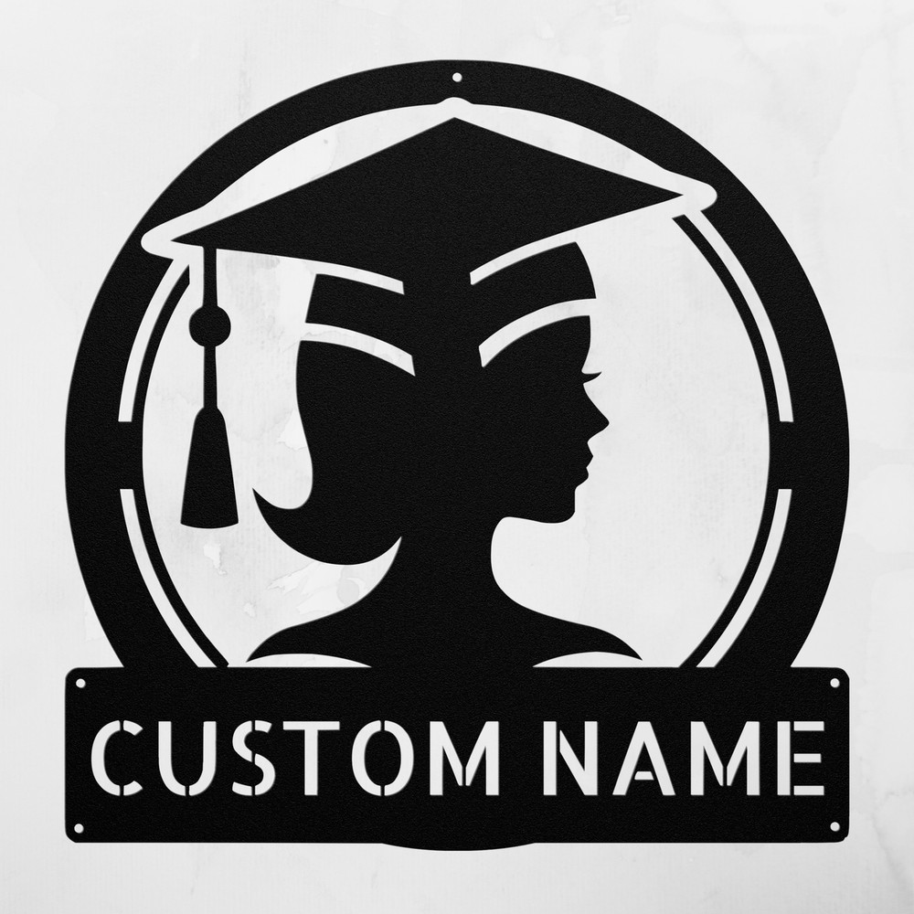 Custom Grad Cap Metal Sign - Personalized Graduation Gift for Her