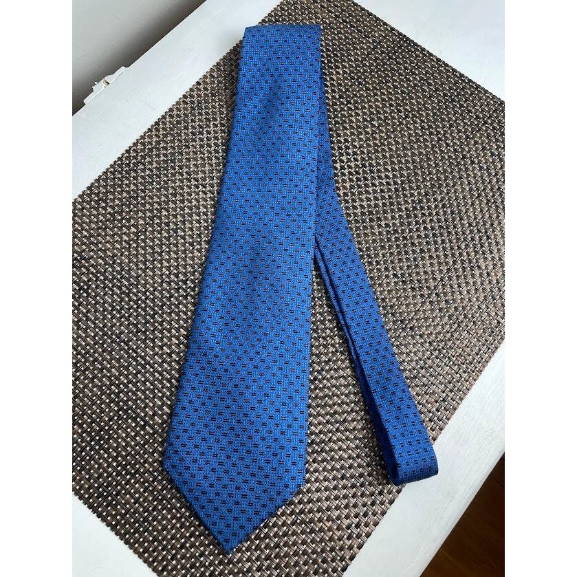 Handmade 100% Silk Blue & Black Pattern Mens Necktie for Suits