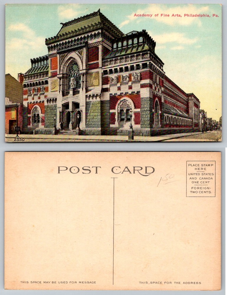 PAFA Philadelphia Academy of Fine Arts Victorian Architecture Postcard c1910s-image