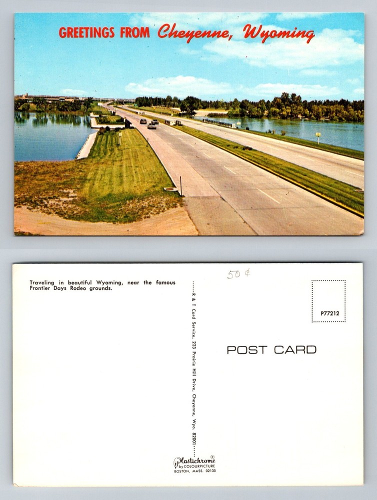 Cheyenne, WY-Wyoming, Greetings Highway and Lake View Vintage Postcard