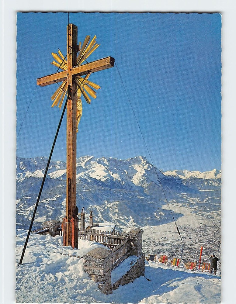 Postcard Wankgipfel gegen Zugspitzgruppe und Garmisch Partenkirchen Germany