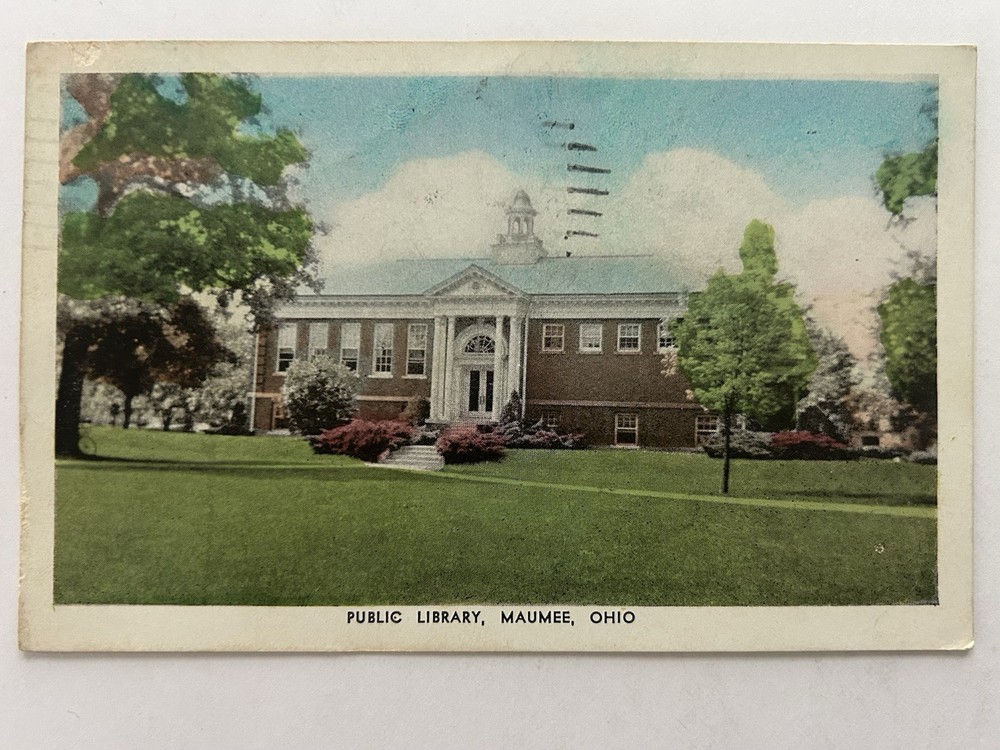 Public Library Maumee, Ohio OH Vintage Linen Postcard