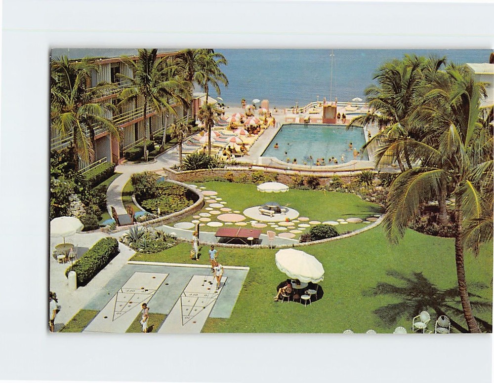 Postcard Pool Patio Chateau Resort Motel Miami Beach Florida USA