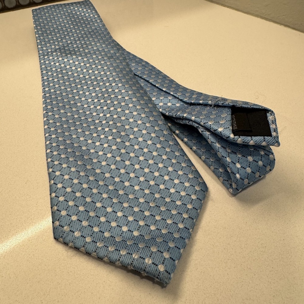 Guy Laroche Paris Tie Blue Geometric Designer Necktie Luxury Old Money Preppy