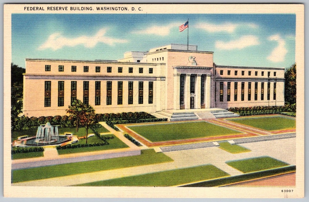 Vtg Linen Postcard Federal Reserve Building Washington, DC 1930s