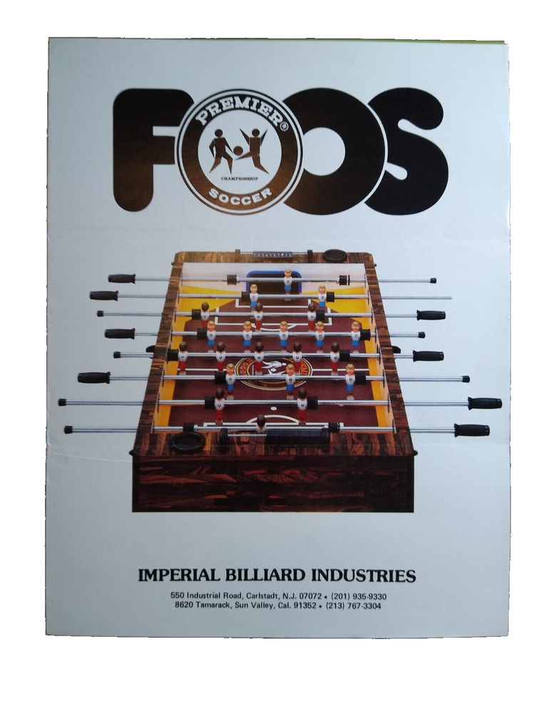Premier Soccer Foos Foosball Table Flyer Vintage Original Foldout Art 8.5