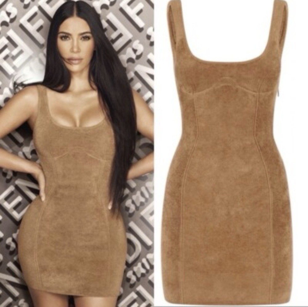 New $1490 Fendi x SKIMS Velvet Knit Dress. Made In Italy.
