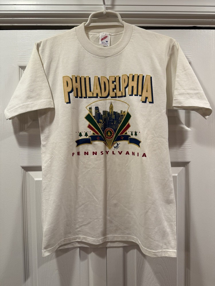 Vintage 1994 Philadelphia Pennsylvania T Shirt M Jerzees Single Stitch USA 90s