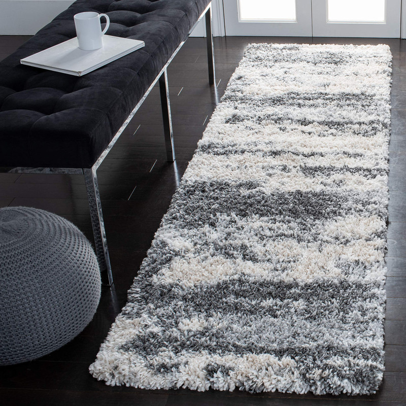 Safavieh Fontana Shag Collection Runner Rug - 23 X 6 Grey Ivory Non-Shedding