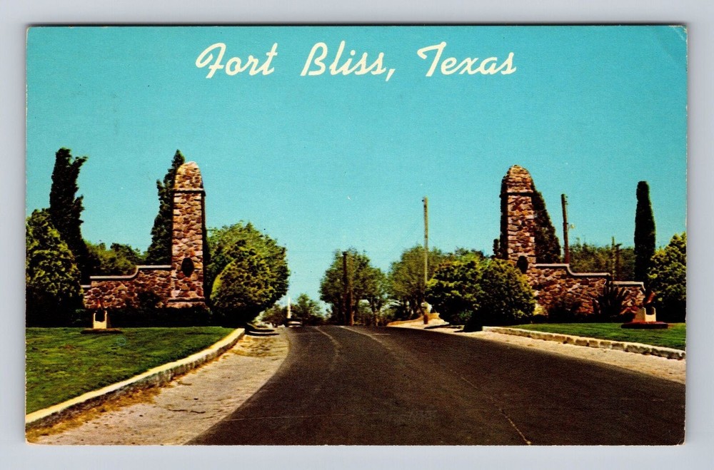 El Paso TX-Texas, Entrance To Fort Bliss, Antique, Vintage c1964 Postcard