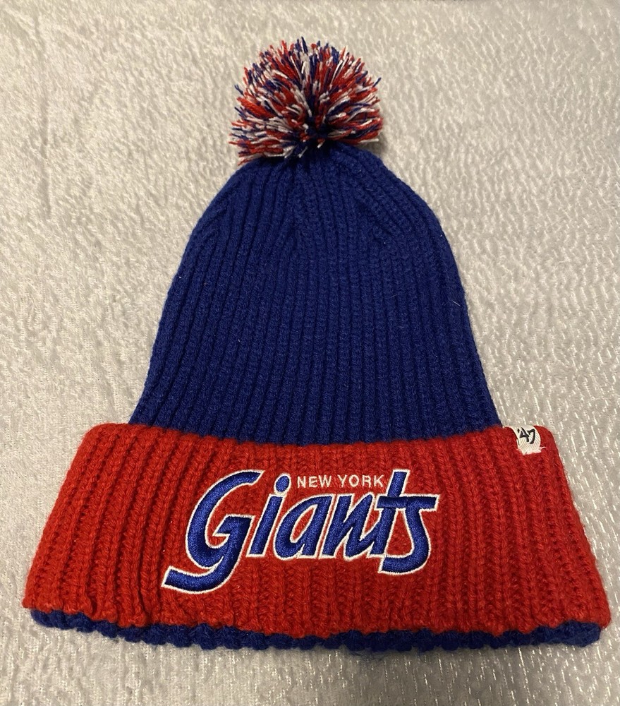 NY Giants 47 Fun NFL Club One Size Blue Red Beanie Hat 🎩 Hype Team Big Logo