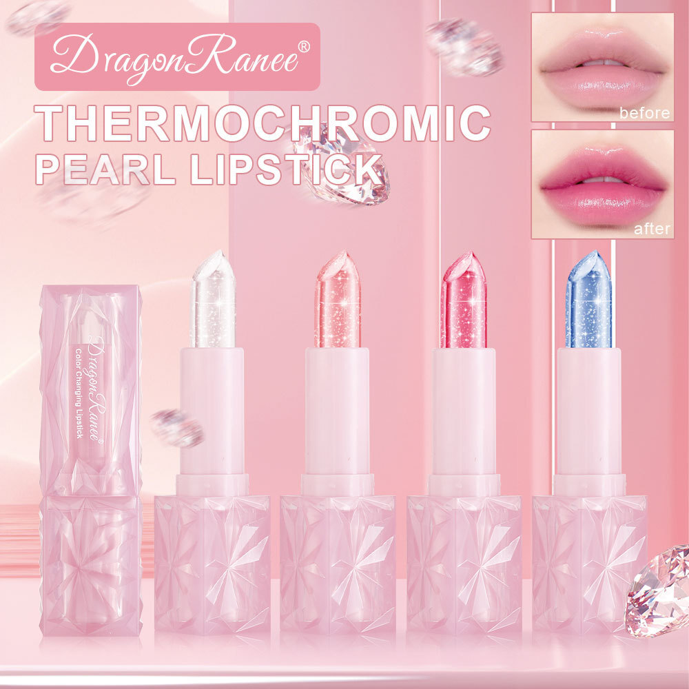Pink Color-Changing Lip Gloss with Glitter - Moisturizing Lipstick & Lip Glaze
