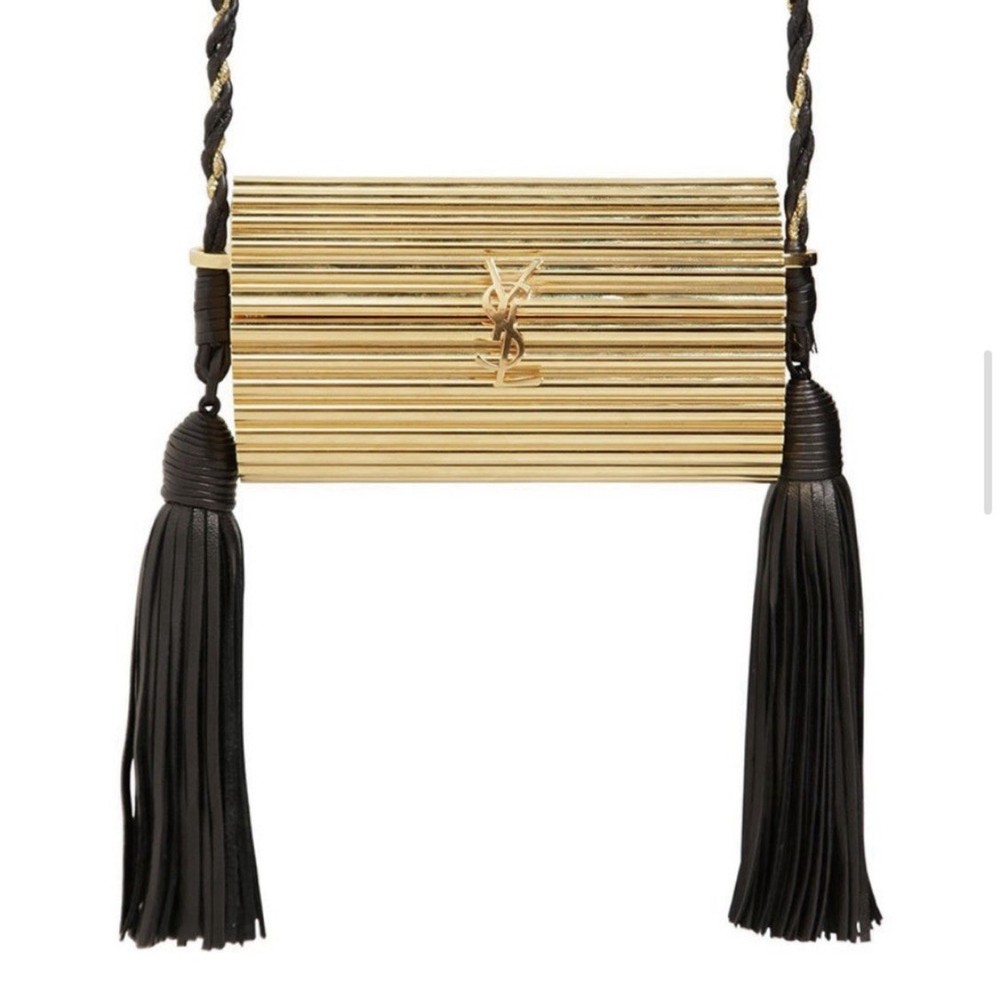 RARE Saint Laurent Opium Golden Plexiglass Box Bag Limited Edition