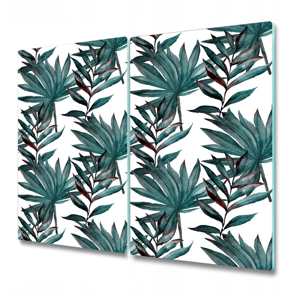 Glass Chopping Cutting Board Dark Monstera Tropical illustration Vintage 2x30x52