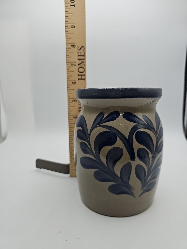 Vintage Beaumont Brothers Pottery BBP Salt Glaze Floral Blue Heart, 5 1/2 inches