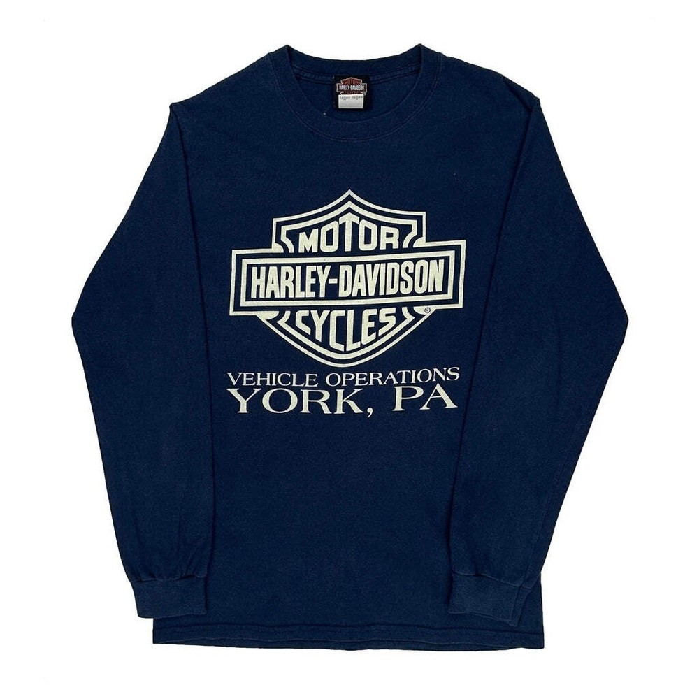 Harley Davidson Long Sleeve T-Shirt - Small Blue Cotton