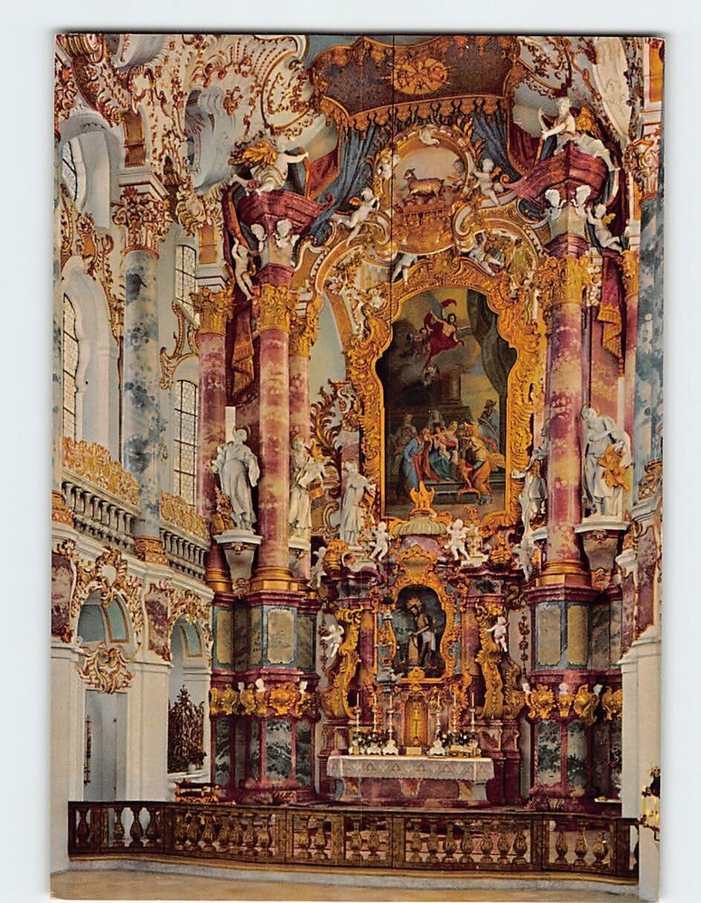 Postcard Pilgrimage Church of Wies Steingaden Germany