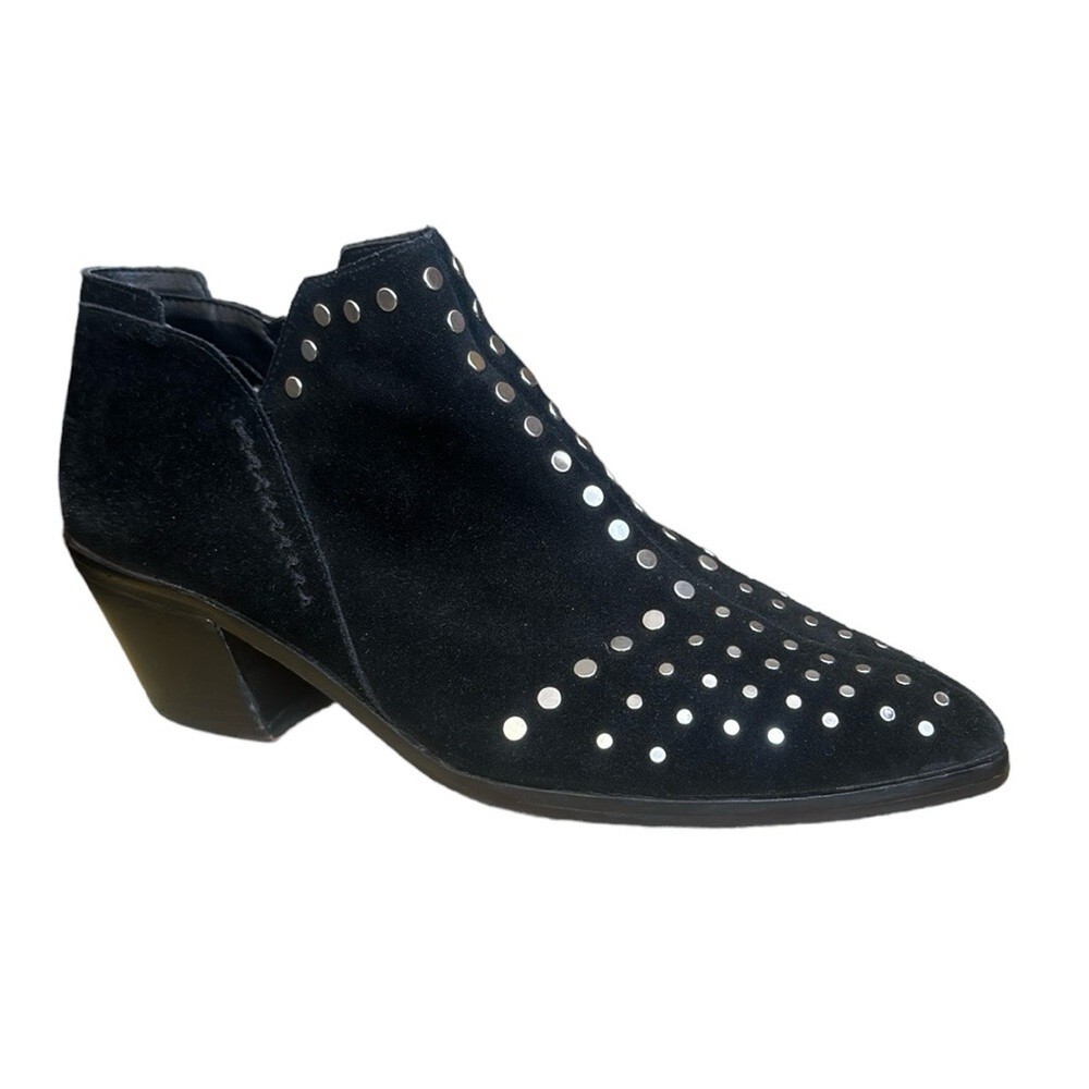 State Loka Black Suede Studded Booties for Women Size 9M