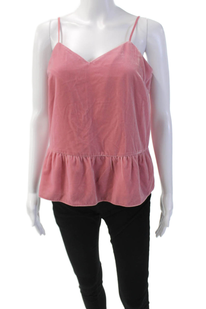 J Crew Womens Velvet V-Neck Spaghetti Strap Cropped Tank Top Dusty Pink Size 4Free Shipping in US $100+ Orders | $6.95 Orders Below
