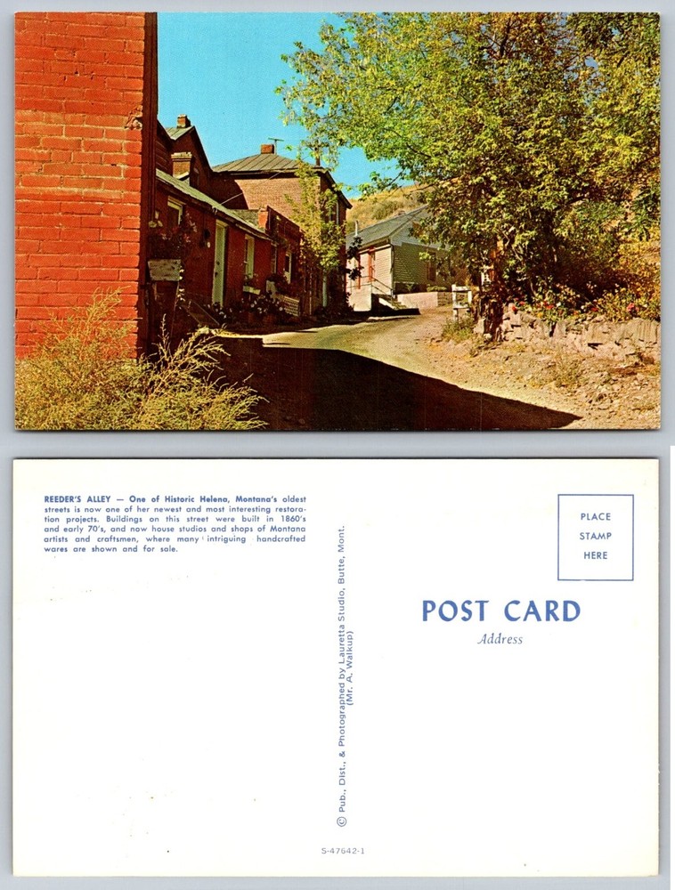 Historic Reeder's Alley Helena Montana Postcard 1860s Shops Art Crafts 1970s