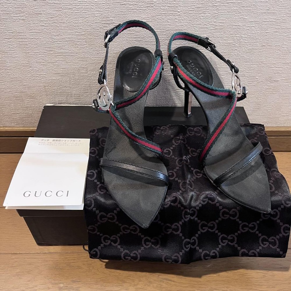 Gucci Black Heel Mule Sandals Size 36 Womens Used Ag1141