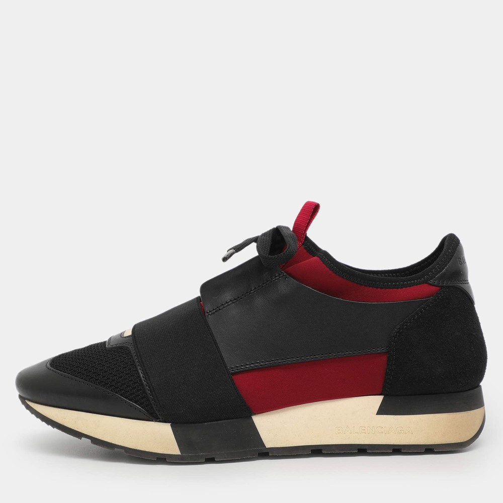 Balenciaga Race Runner Size 38 BlackRed Leather Mesh and Neoprene Low Top