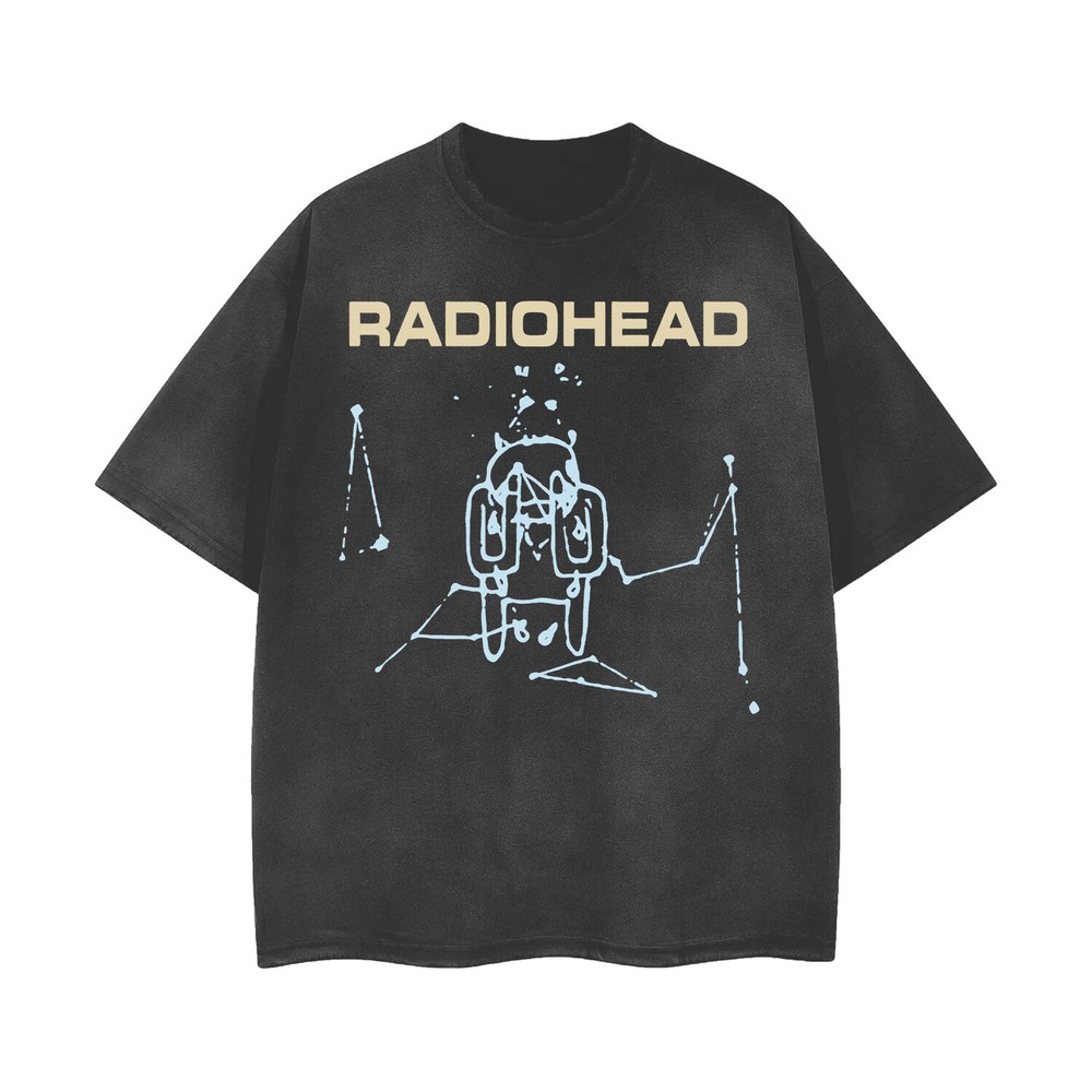 [ACID WASHED RIPPED] Radiohead 2001 Distressed Vintage Feel T-Shirt 102997