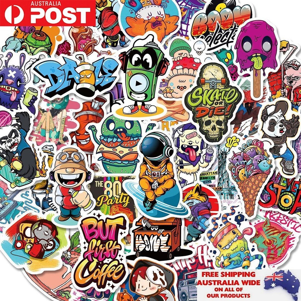 50pcs Random Art Hip Hop Graffiti Sticker Pack Waterproof Phone Laptop Decal