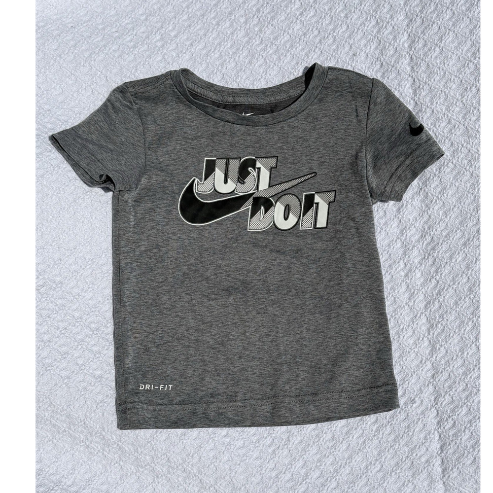 Nike Dri-Fit Just Do It 2T Gray Graphic Print Short Sleeve T-Shirt