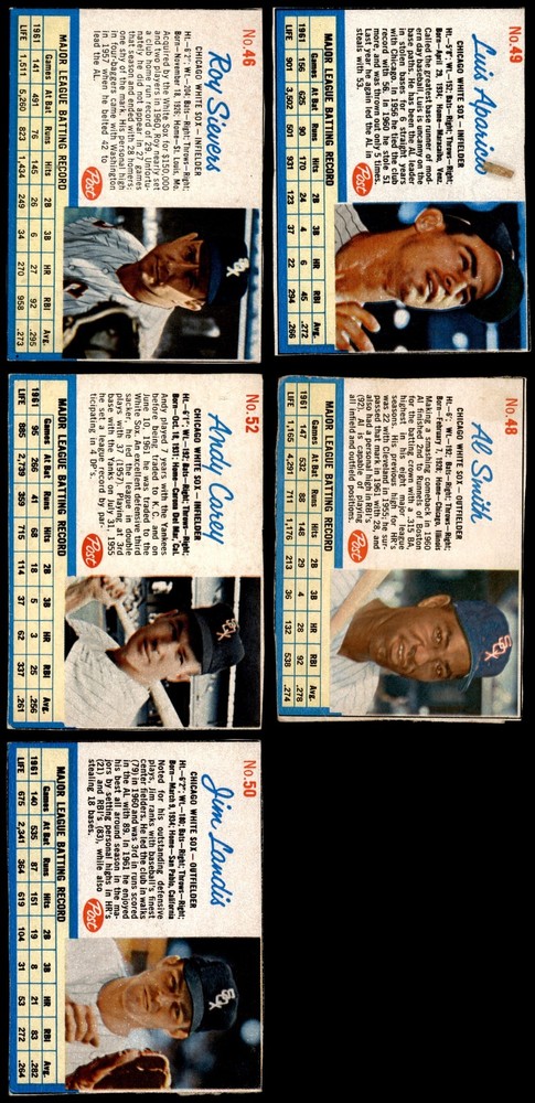 1962 Post Cereal White Sox Near Team Set 4 - VG/EX 6619303 (7 / 10 cards)