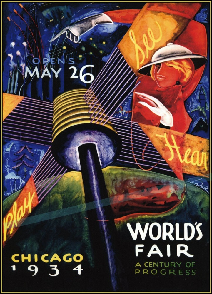 1934 Chicago World's Fair Vintage Poster Print Retro Wall Art
