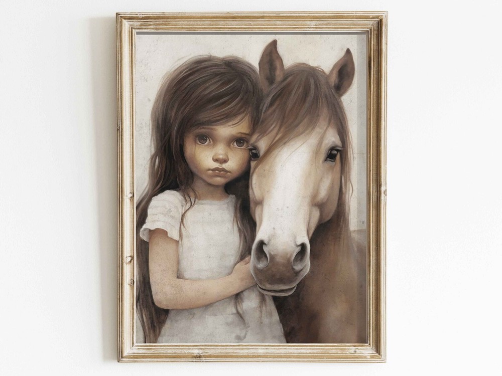 Cute Horse Decor For Girls Room Vintage Horse Painting Girly Nursery Room Or