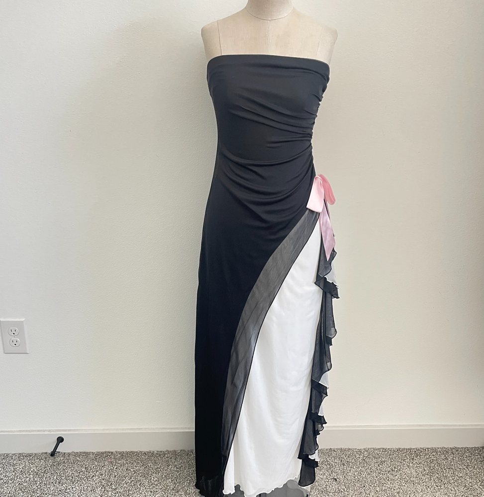 Vintage Y2K XOXO Dress Women M Black White Fairy Whimsigoth Femme Maxi Coquette
