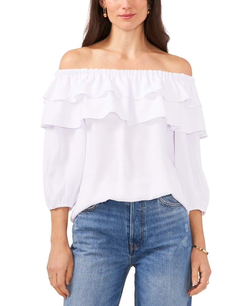 Vince Camuto NWT Women's Ruffled Off-The-Shoulder Blouse TOP White Size XS $89
