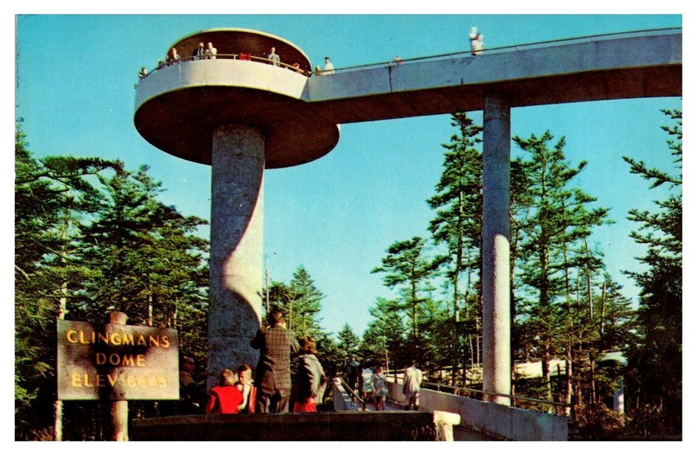 1960s Observation Tower Clingman Dome Great Smokies Tennessee Vintage Postcard