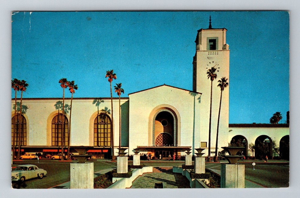 Los Angeles CA-California Union Station Railroad Terminal Vintage c1958 Postcard