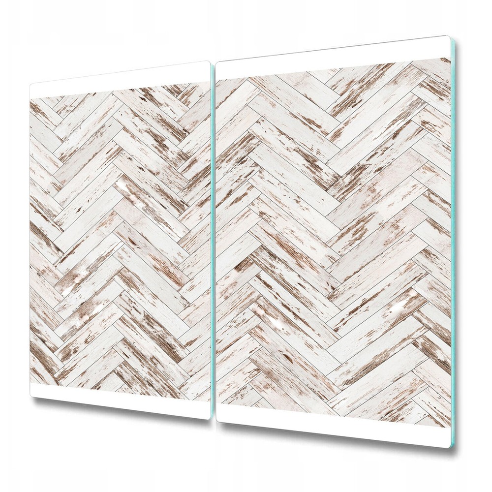 Tempered Glass Worktop Kitchen Chopping Cutting Board Wooden Chevron 2x30x52