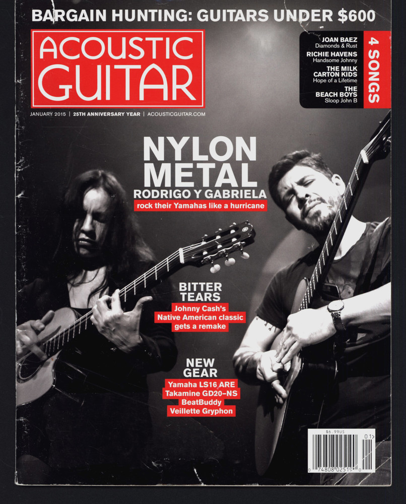 Acoustic Guitar Magazine 2015 January Nylon Metal Johnny Cash Joan Baez
