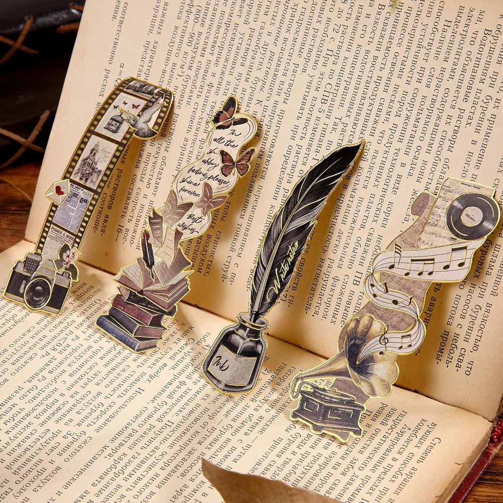 4pcs Vintage Metal Bookmarks for Women Men Book Lovers Gifts