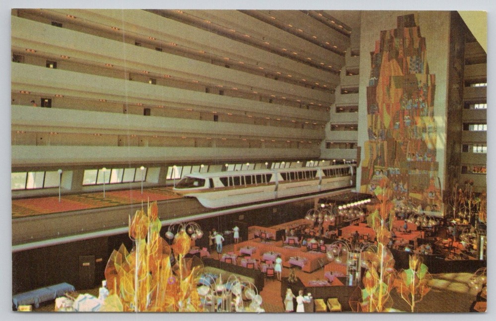 Vintage Walt Disney World Contemporary Resort Monorail Postcard